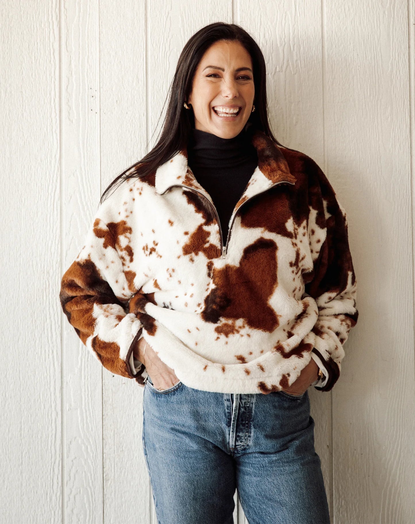 Cowhide 1/2 Zip Jacket