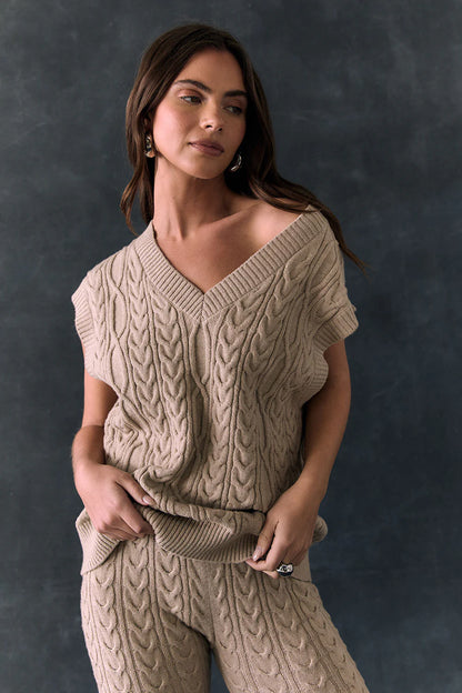 Gaya Heather Oatmeal Sweater Vest
