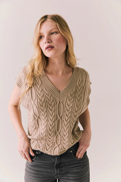 Gaya Heather Oatmeal Sweater Vest