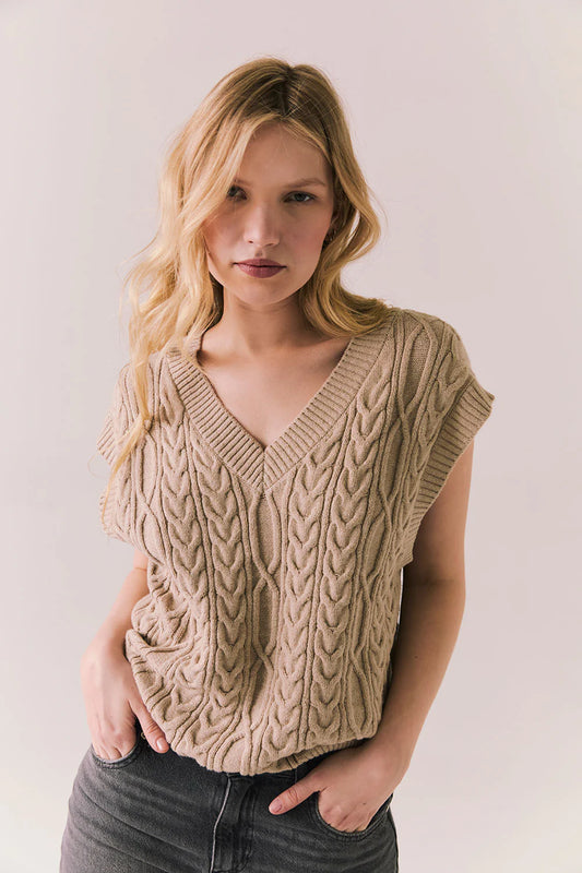 Gaya Heather Oatmeal Sweater Vest