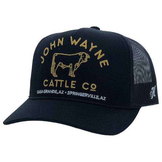 "JOHN WAYNE" BLACK W/GOLD STITCHED LOGO HAT