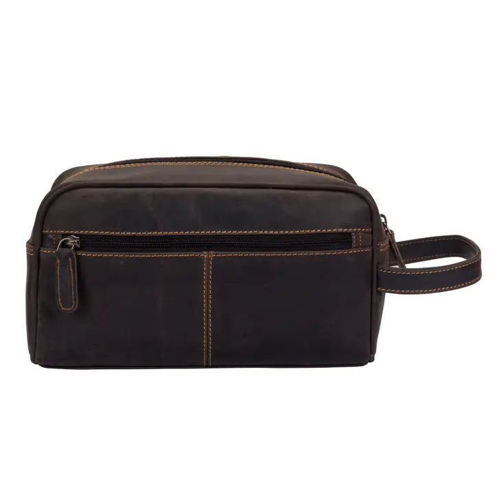 Leather Banff Toiletry Bag: Brown