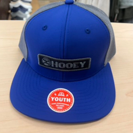 Lock-Up Hooey, Navy / Grey 6-Panel Trucker with Black / Grey Rectangle Patch - Youth