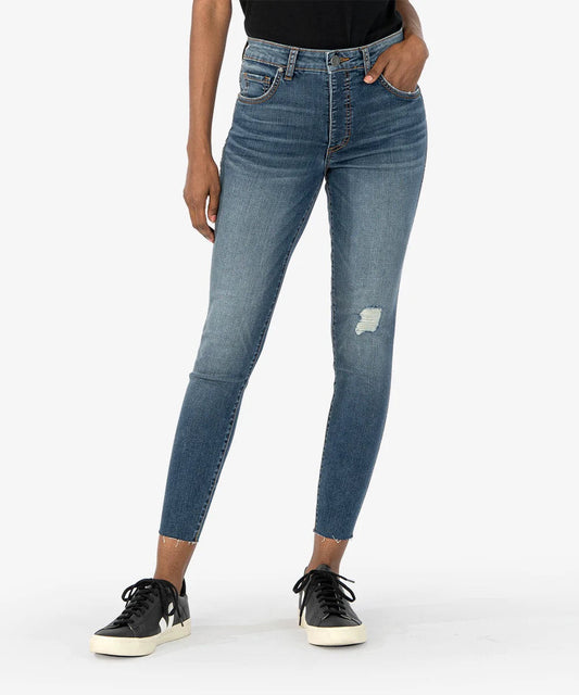 Donna High Rise Ankle Skinny Raw Hem