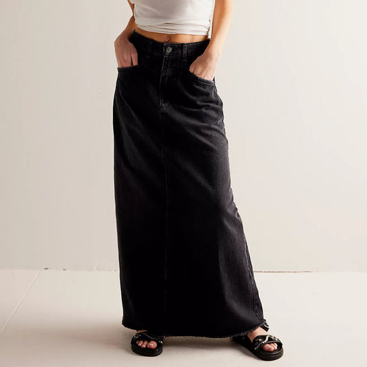 Come as you are denim maxi skirt
