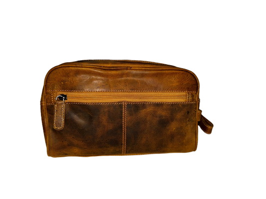 Leather Banff Toiletry Bag: Camel