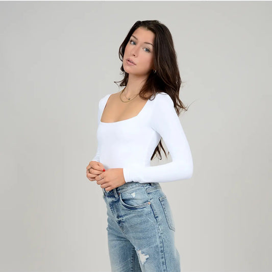 Stacy Square Neck Long Sleeve Body Suit