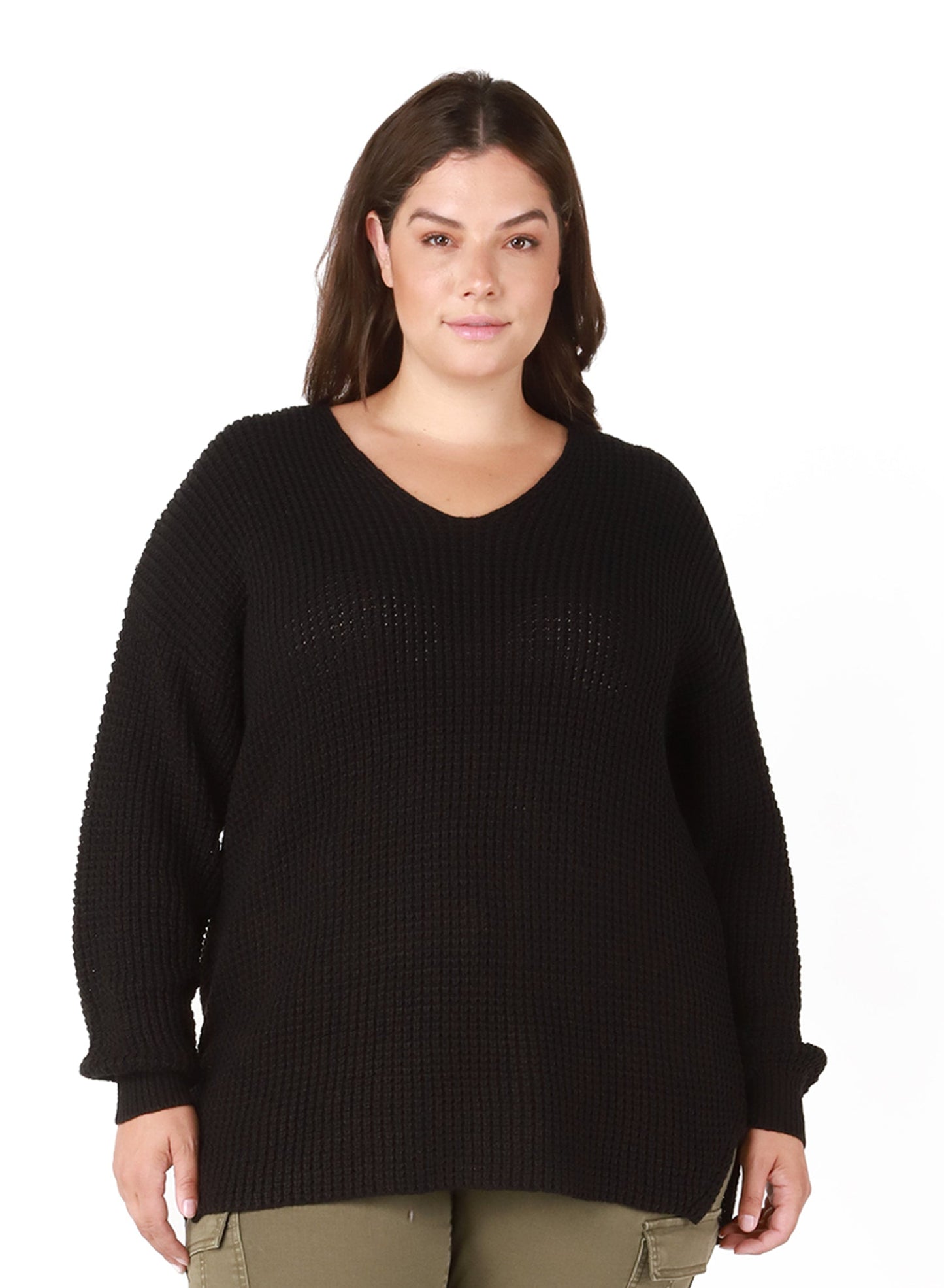 V-Neck Bevelled Hem Sweater