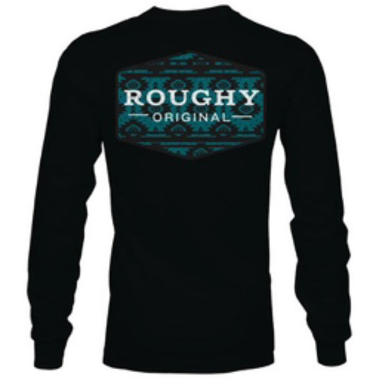 Roughy Tribe Youth Black Crew Neck Long  Sleeve T- Shirt with  Blue Logo on Back