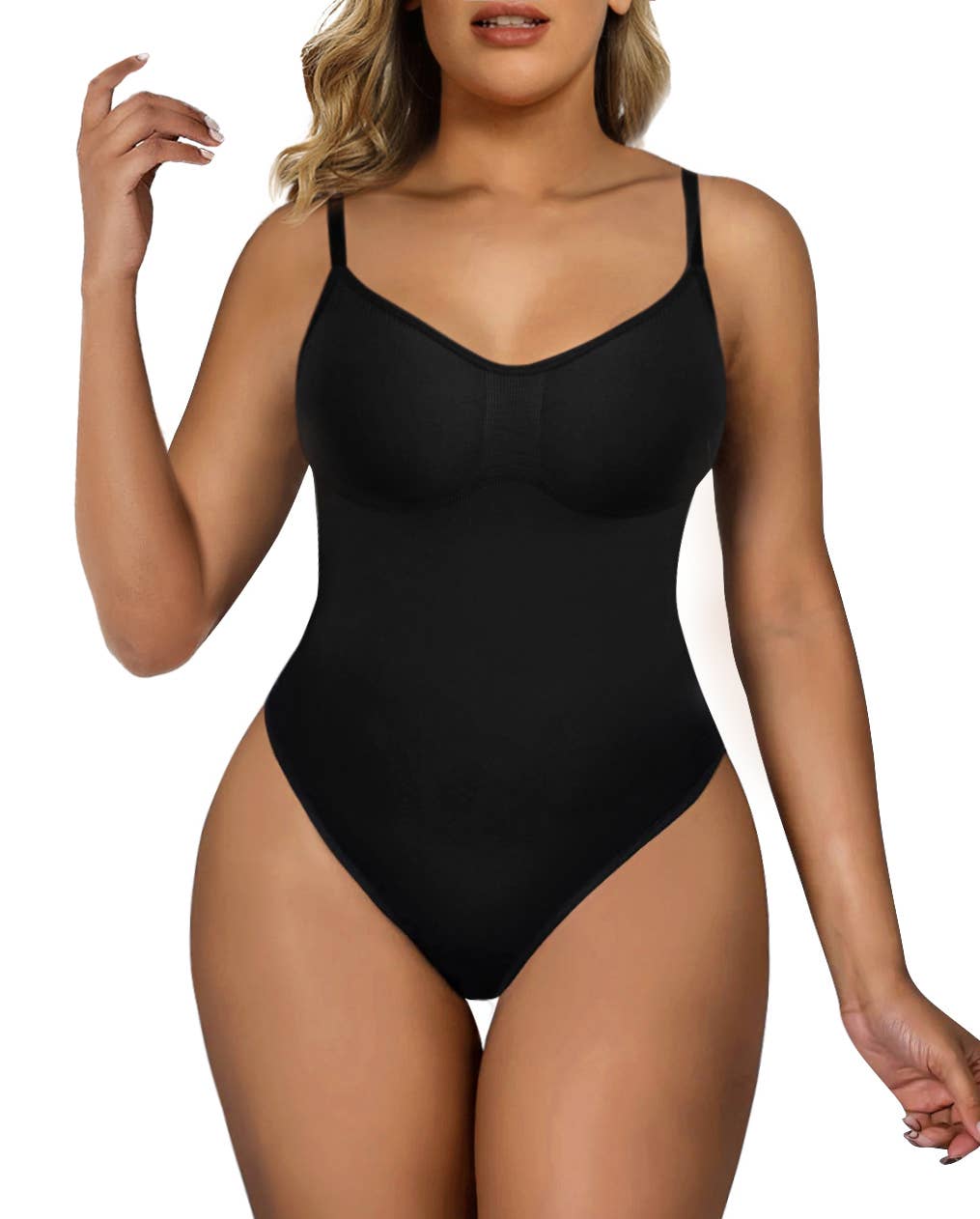 SHAPERX Tummy Control shaperwear Butt Lift Seamless Bodysuit: Black, XXS/XS