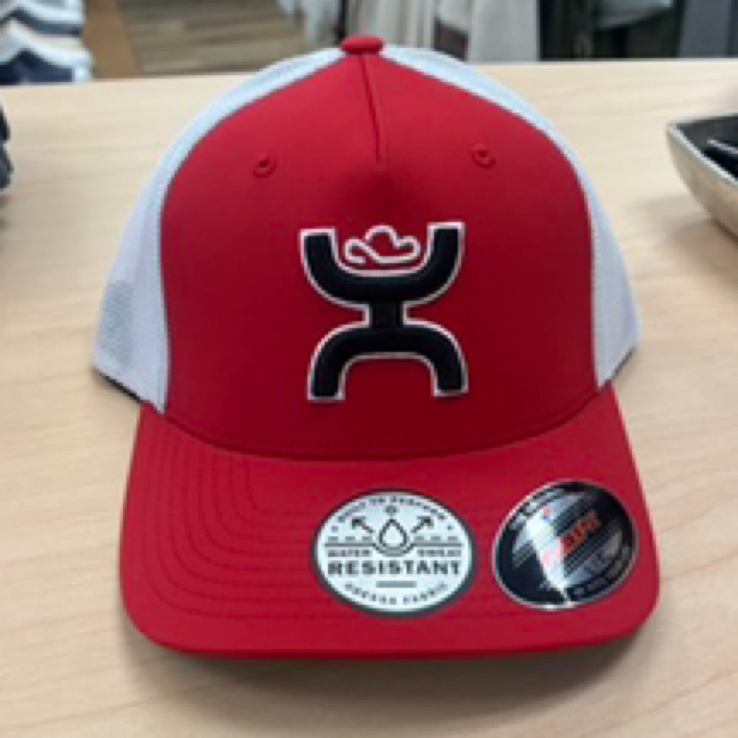 Coach Hooey, Red / White 5-Panel Flexfit with Black / White Hooey Logo - S/M