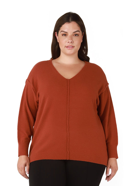 Exposed Seams V-Neck Sweater