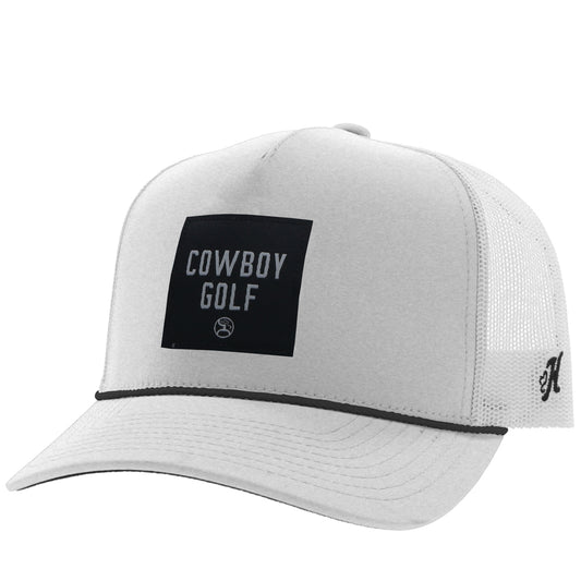 Backswing, Hooey White 5-Panel Trucker with Black / White Square Patch - OSFA