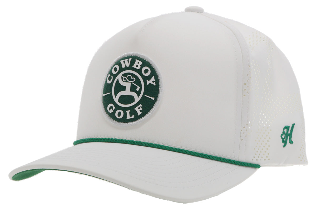 Draw, Hooey White 5-Panel Trucker with Green / White Circle Patch - OSFA