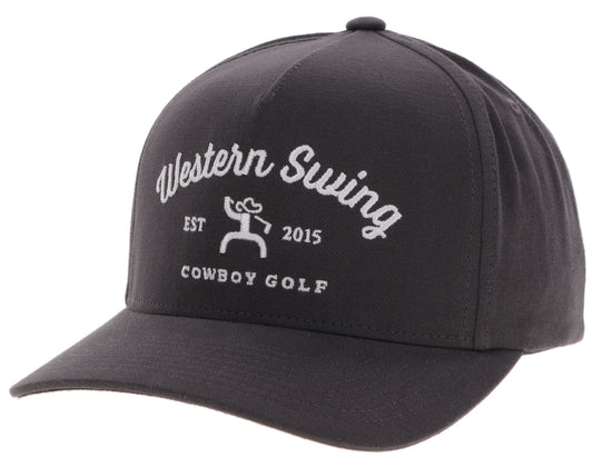 Western Swing, Grey 5-Panel Trucker with White Embroidery Logo